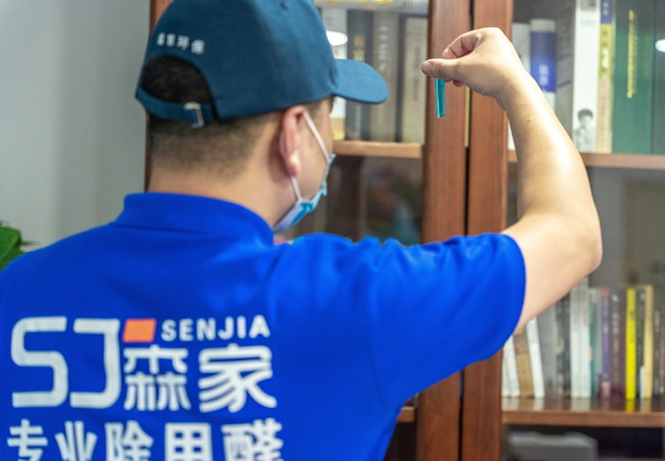 专业技术人员上门用仪器采集空气样本20分钟，送实验室分析测污染物数值出检测报告