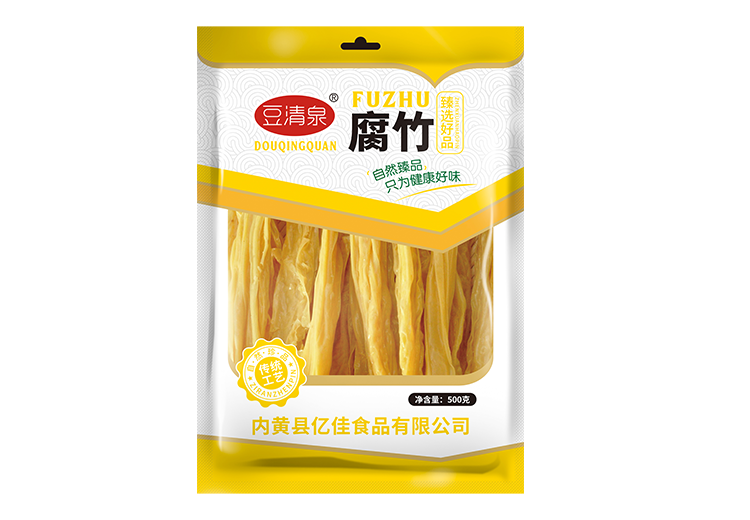 腐竹：传统汉族豆制美食，色泽黄白油亮，口感独特，食用方法多样，增添菜肴风味