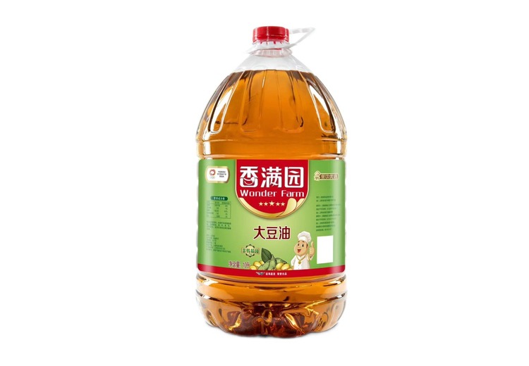 香满园非转基因大豆油，精选优豆现代工艺精炼，油清无烟香四溢，煎炒凉拌全适配！