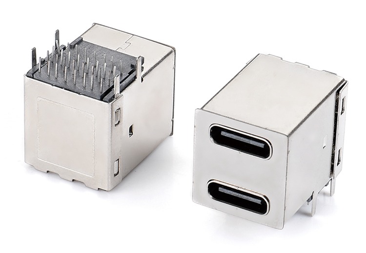 TYPE-C16P母座双层32P四脚插板DIP连接器