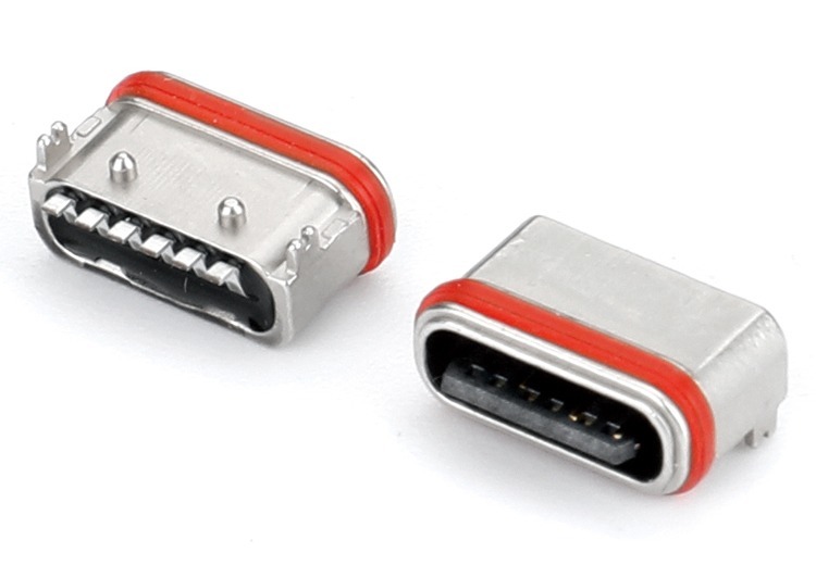 防水TYPE-C F6P板上后两脚插板SMT缩口式6.65L