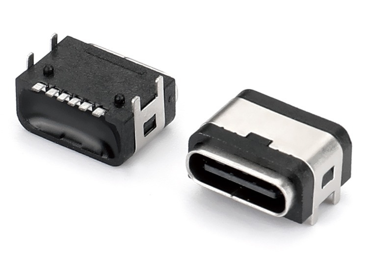 防水TYPE-C F6P板上四脚插板SMT7.85L