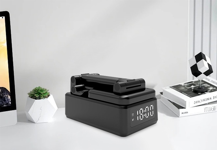 BQ12无线充支架音箱+时钟闹钟