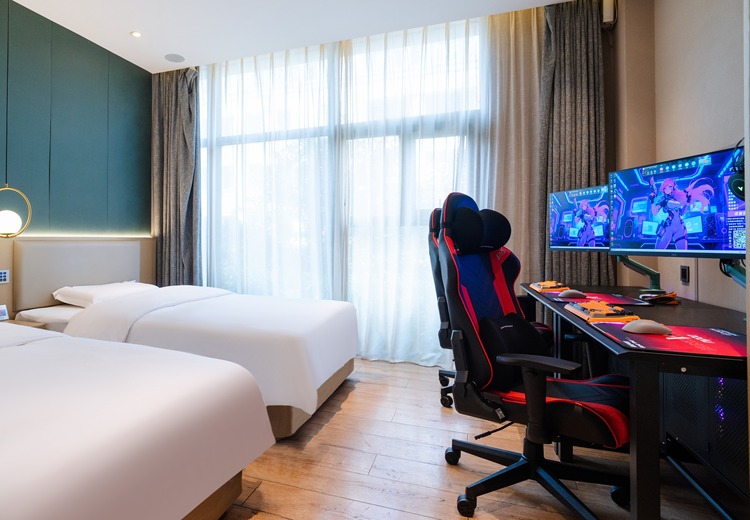 复古撞色双人电竞住宿