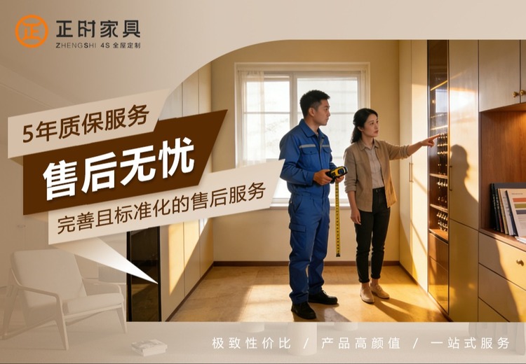 全屋定制5年超长质保，标准化售后体系覆盖全品类，一站式服务让您全程无忧