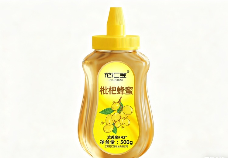 花汇宝500g枇杷蜂蜜，大尖嘴瓶设计，方便实用，畅享天然甜蜜滋味！
