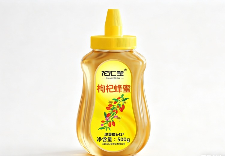 花汇宝500g枸杞蜂蜜，大尖嘴瓶设计，品质优良，方便取用，满足您日常滋补需求！