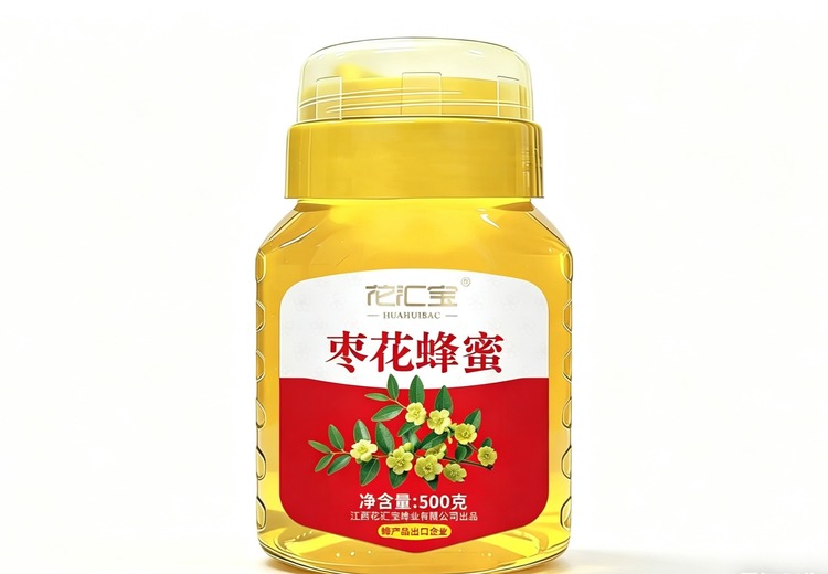 花汇宝500g圆瓶枣花蜂蜜，天然香甜，品质上乘，为您带来纯正的味蕾享受！