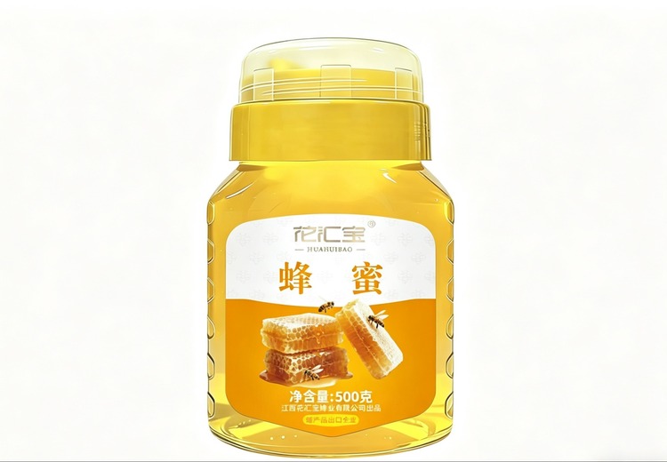花汇宝500g圆瓶蜂蜜——出口品质，畅享自然甜蜜滋味，为您带来纯净健康享受！