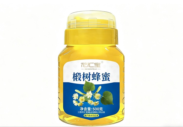 花汇宝500g圆瓶椴树蜂蜜：出口品质，天然美味，畅享甜蜜健康生活！