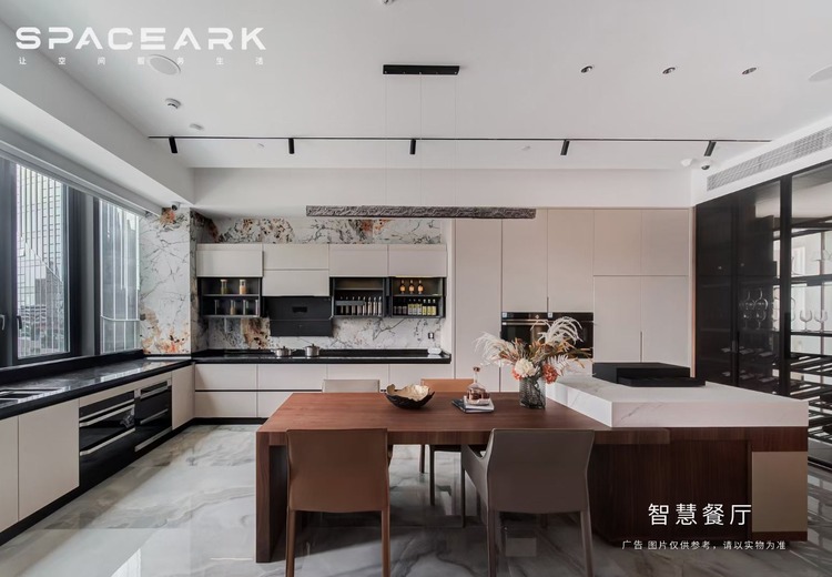 智能餐边柜：搭载感应灯光系统，适配多模式用餐，整屋定制，环保耐用，让每餐充满仪式感