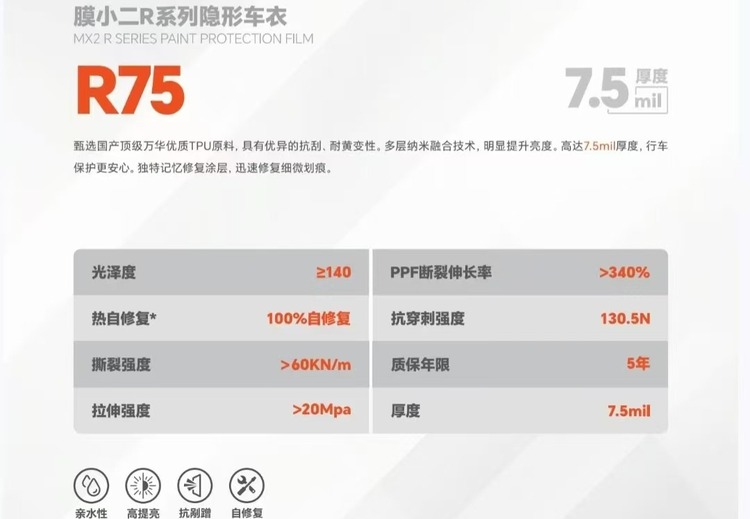 R75-隐形车衣-5年质保-TPU材质