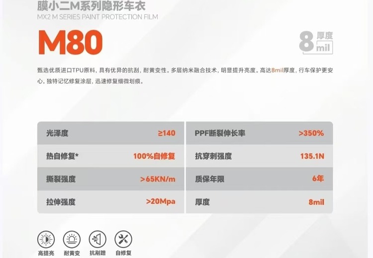 M80-隐形车衣-6年质保-TPU材质