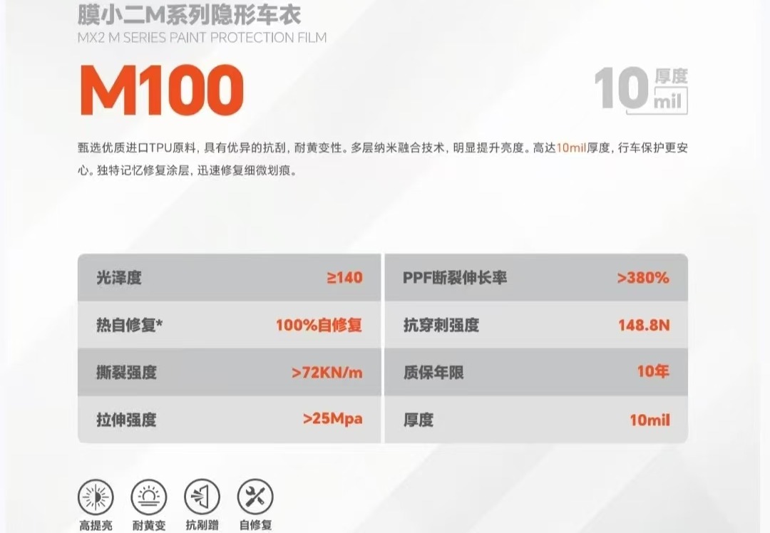 M100-隐形车衣-10年质保-TPU材质
