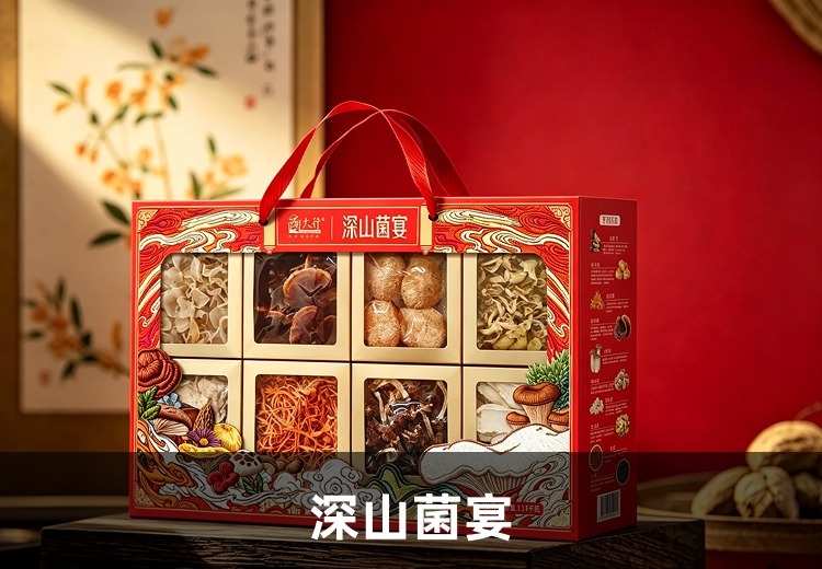 深山菌宴礼盒：甄选原生态野生菌干货，自然晾晒，营养美味，自食送礼两相宜