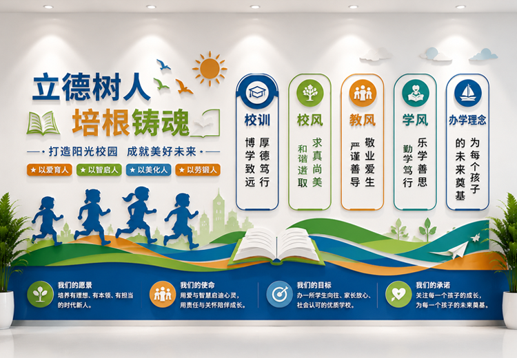 围绕立德树人理念，提供校园文化建设服务，多类场所兼具教育趣味互动性