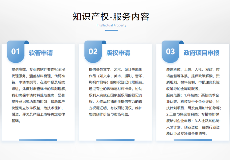 专业服务：知识产权代理、科技工信及人社口项目申报一站式解决方案