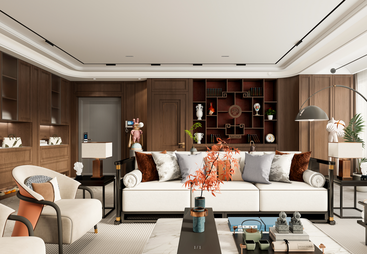 新中式轻奢风客厅全案设计案例