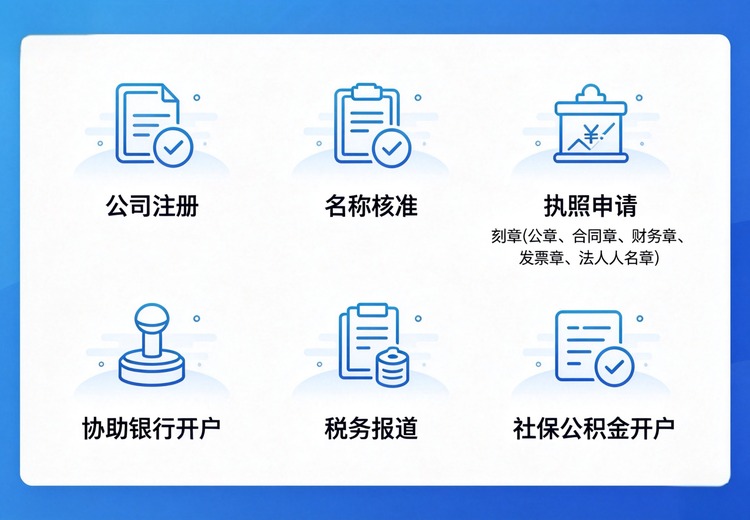 各类公司注册申请服务：内资、外资、港澳台、合伙及股份公司注册