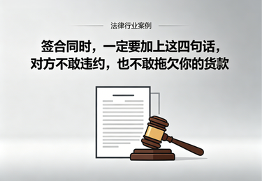 签合同时，一定要加上这四句话，对方不敢违约，也不敢拖欠你的货款