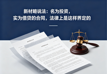 新材略说法：名为投资，实为借贷的合同，法律上是这样界定的