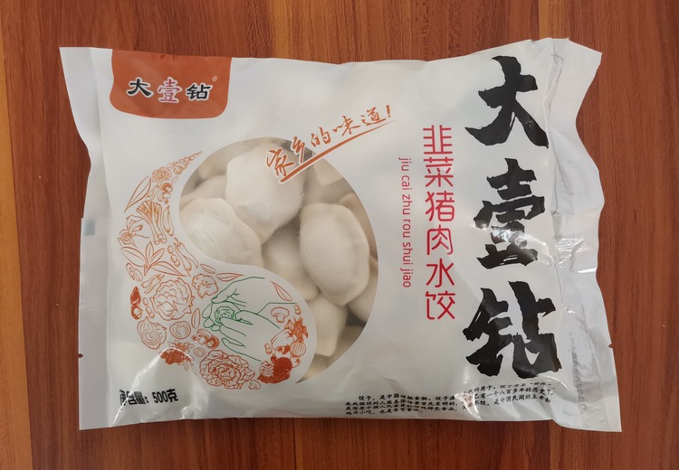 大壹钻韭菜猪肉水饺，500g速冻装，新鲜食材，地道家常味，蒸煮便捷！