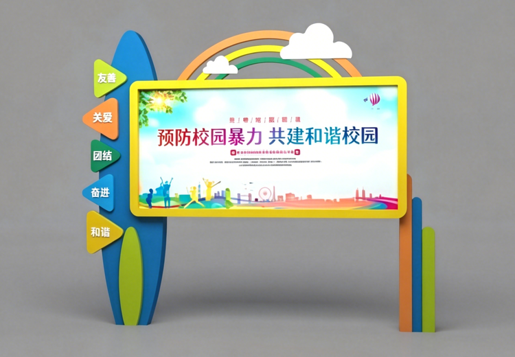 彩虹童趣校园安全宣传栏