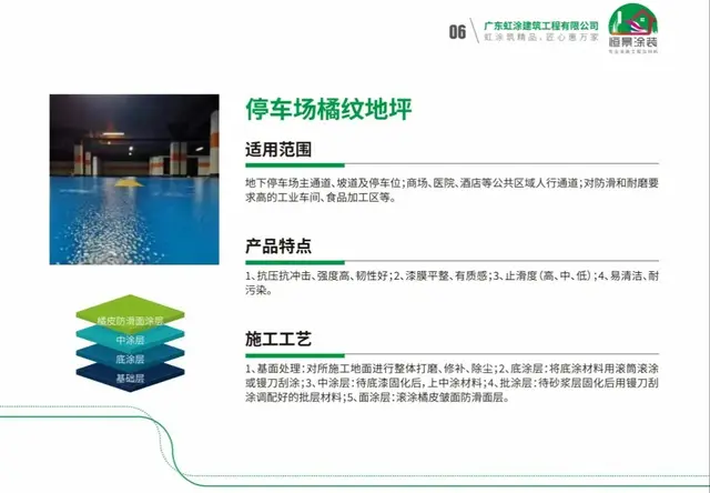 停车场橘纹地坪+无震动止滑坡道
