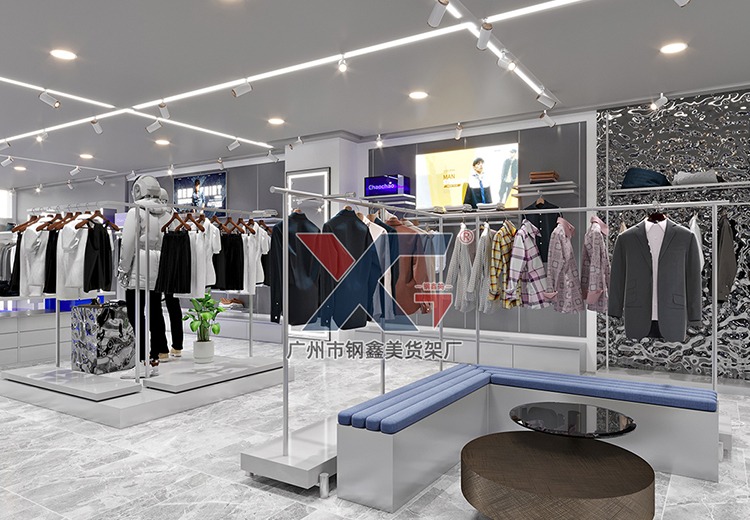 品牌男装精品店货架定制-广州市钢鑫美货架厂