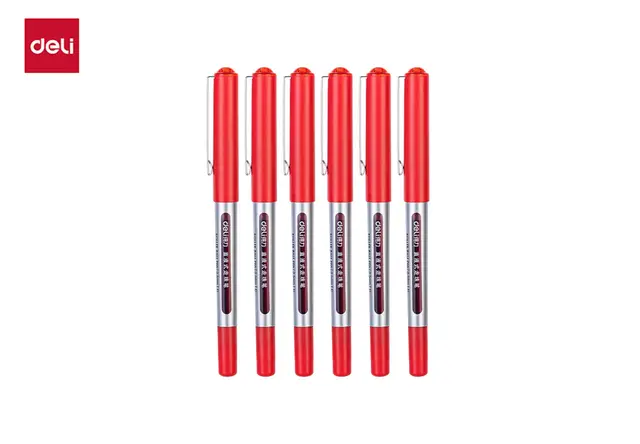 得力DP296直液式走珠笔0.5mm子弹头(红)(支)