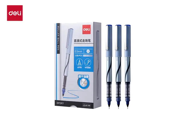 得力DP297直液式走珠笔0.5mm全针管(蓝)(支)
