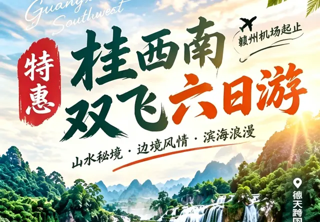 ✨特惠桂西南 南宁巴马德天北海双飞六日游✨