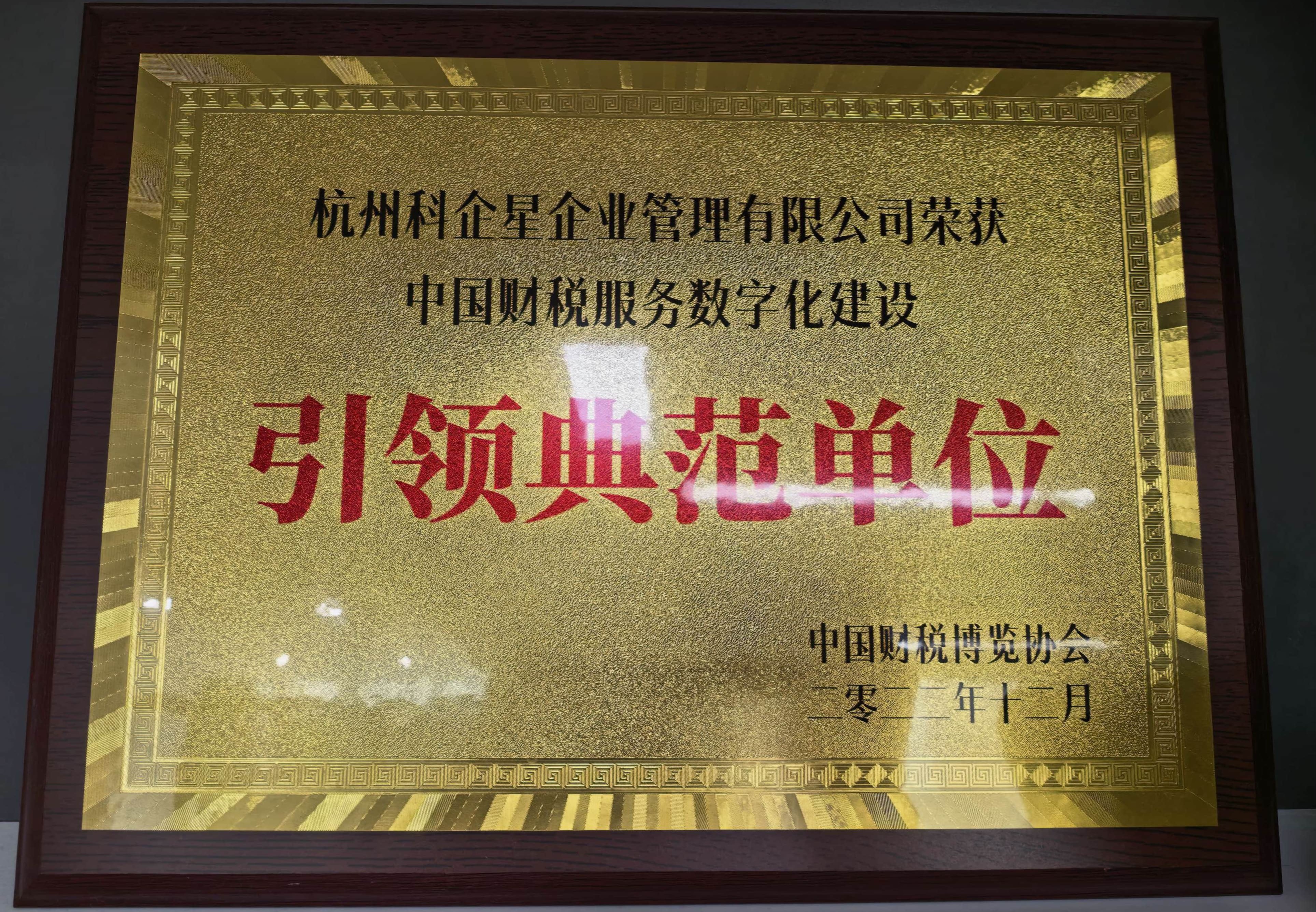 中国财税服务数字化建设引领典范单位