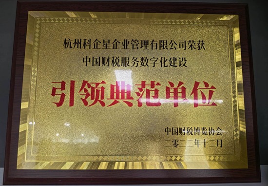 中国财税服务数字化建设引领典范单位